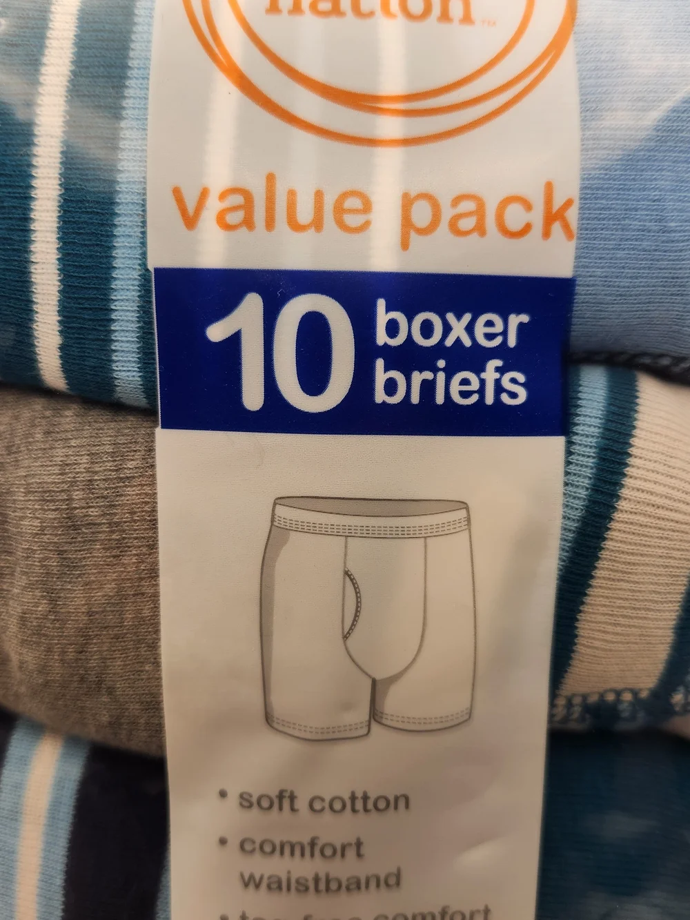 wonder nation Boys' 10-Pack Boxer Briefs – Blue, Light Blue, Gray Mix